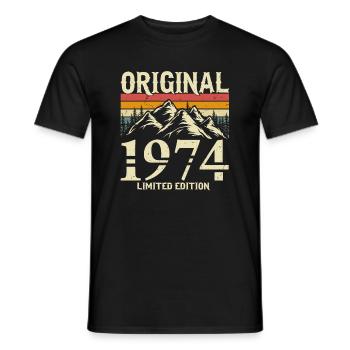 Original 1974 Vintage Vintage Birthday Gift - Men's T-Shirt - black - Front - AI Model Male 178 light (178cm)