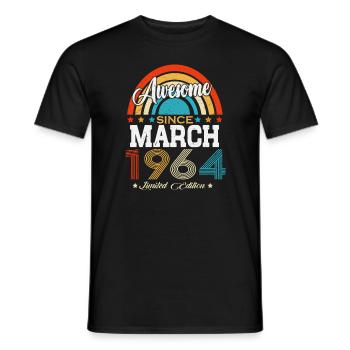 March 1964 Vintage Birthday Retro Gift - Men's T-Shirt - black - Front - AI Model Male 178 light (178cm)