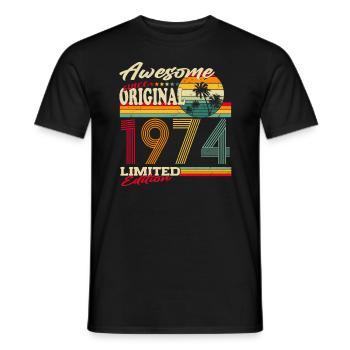 Original 1974 Vintage Vintage Birthday Gift - Men's T-Shirt - black - Front - AI Model Male 178 light (178cm)