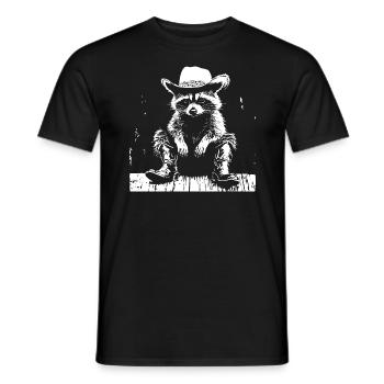 Waschbär Cowboy - Männer T-Shirt - Schwarz - Vorne - AI Model Male 178 light (178cm)