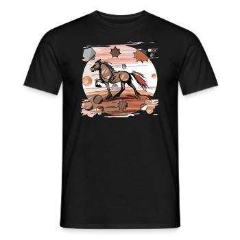 Islandpferd - Grafisch mit Hintergrund Variante 2 - Männer T-Shirt - Schwarz - Vorne - AI Model Male 178 light (178cm)