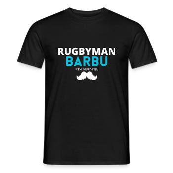 RUGBYMAN Barbu, c'est mon stile - T-shirt homme - noir - Devant - AI Model Male 178 light (178cm)