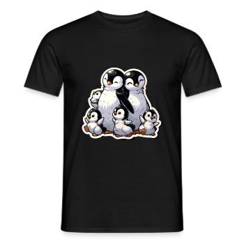 Petits pingouins Pingouin Famille Mignon - T-shirt homme - noir - Devant - AI Model Male 178 light (178cm)