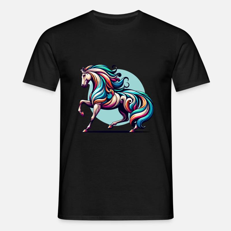 Bunte Pferdekunst - Männer T-Shirt - Schwarz