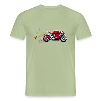 MOTORRADFAHRER PASSION MUSIC NOTE - Männer T-Shirt - Sage - Vorne - AI Model Male 178 light (178cm)