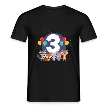 3rd Birthday Baby Three 3 Forest Animals - Men's T-Shirt - black - Front - AI Model Male 178 light (178cm)