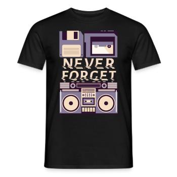 Never Forget VHS Kassette Diskette Achtziger Retro - Männer T-Shirt - Schwarz - Vorne - AI Model Male 178 light (178cm)