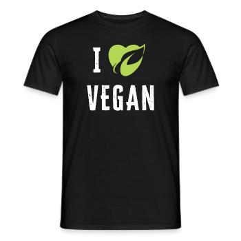 Vegan Designs - I Love Vegan - Männer T-Shirt - Schwarz - Vorne - AI Model Male 178 light (178cm)