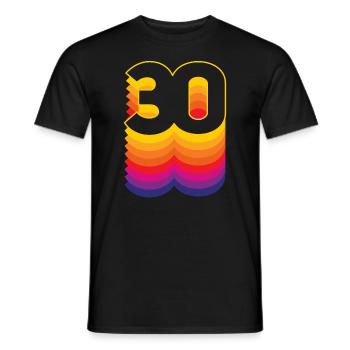 30 years old number rainbow 30th birthday colorful - Men's T-Shirt - black - Front - AI Model Male 178 light (178cm)