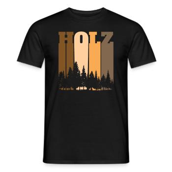 Holz Wald Silhouette Retro Shirt - Männer T-Shirt - Schwarz - Vorne - AI Model Male 178 light (178cm)