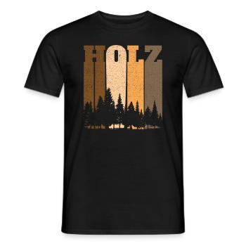 Holz Wald Silhouette Retro Shirt - Männer T-Shirt - Schwarz - Vorne - AI Model Male 178 light (178cm)