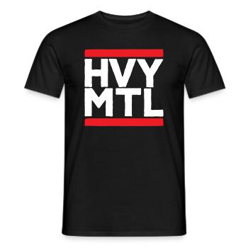 HVY MTL Heavy Metal Shortcut Rocker Biker Shirt - Männer T-Shirt - Schwarz - Vorne - AI Model Male 178 light (178cm)