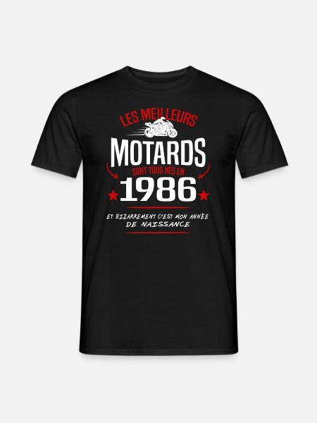 Motard né en 1986 cadeau humour - T-shirt homme - noir