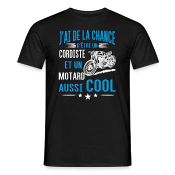 cordiste et motard - T-shirt homme - noir - Devant - AI Model Male 178 light (178cm)