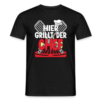 Hier Grillt Der Chef - Männer T-Shirt - Schwarz - Vorne - AI Model Male 178 light (178cm)