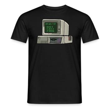 Retro Computer - die Welt ist Rund, Fach, im Ar#!& - Männer T-Shirt - Schwarz - Vorne - AI Model Male 178 light (178cm)