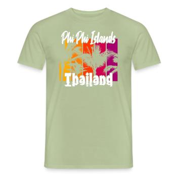 Îles Phi Phi Thaïlande - T-shirt homme - vert sauge - Devant - AI Model Male 178 light (178cm)