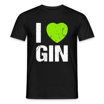 J’adore Gin Heart Gin Lovers - T-shirt homme - noir - Devant - AI Model Male 178 light (178cm)
