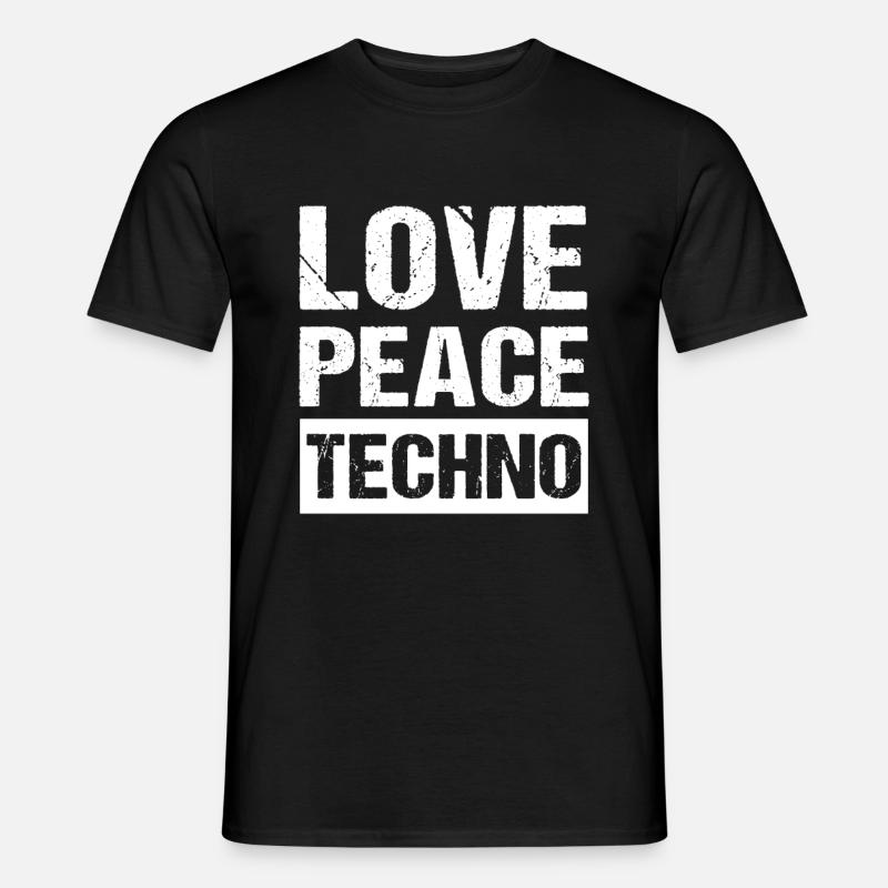 Love Peace Techno - Männer T-Shirt - Schwarz