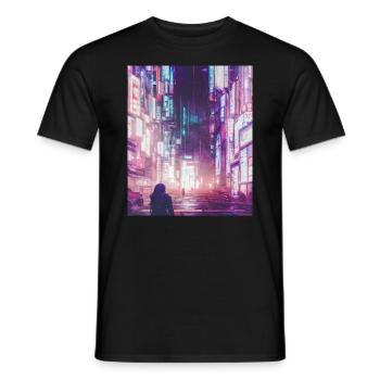Vaporwave Anime Japan Cyber Manga japanisch - Männer T-Shirt - Schwarz - Vorne - AI Model Male 178 light (178cm)