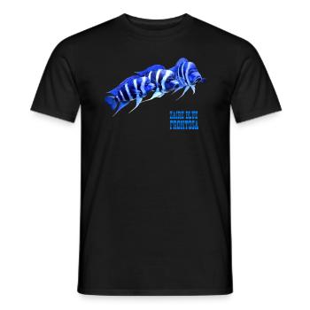 FRONTOSA BLUE ZAIRE - FRONTOSA-BUNTBARSCH-AQUARIANER - Männer T-Shirt - Schwarz - Vorne - AI Model Male 178 light (178cm)