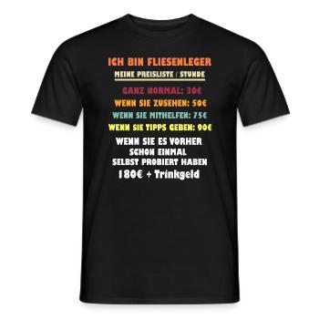 Ich bin FLIESENLEGER Preisliste - Männer T-Shirt - Schwarz - Vorne - AI Model Male 178 light (178cm)