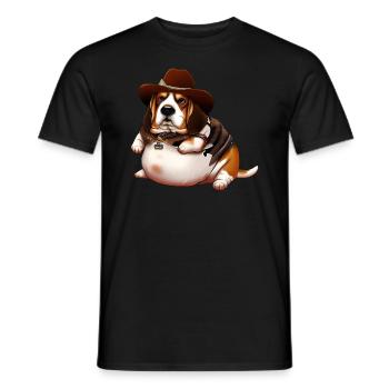 Fat Beagle Cowboy - Men's T-Shirt - black - Front - AI Model Male 178 light (178cm)