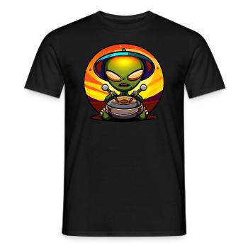 Alien Handpan Spieler - Männer T-Shirt - Schwarz - Vorne - AI Model Male 178 light (178cm)