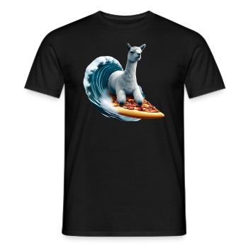 Pizza Wellen Alpaka Surfer - Männer T-Shirt - Schwarz - Vorne - AI Model Male 178 light (178cm)