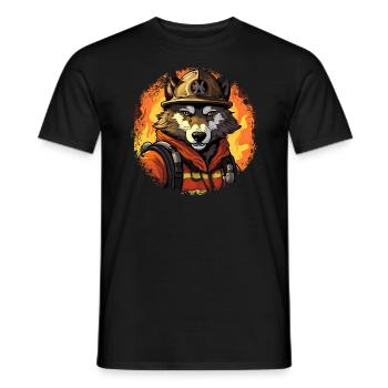 Wolf Fire Brigade - Men's T-Shirt - black - Front - AI Model Male 178 light (178cm)