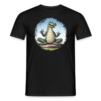 Yoga Crocodile - Men's T-Shirt - black - Front - AI Model Male 178 light (178cm)