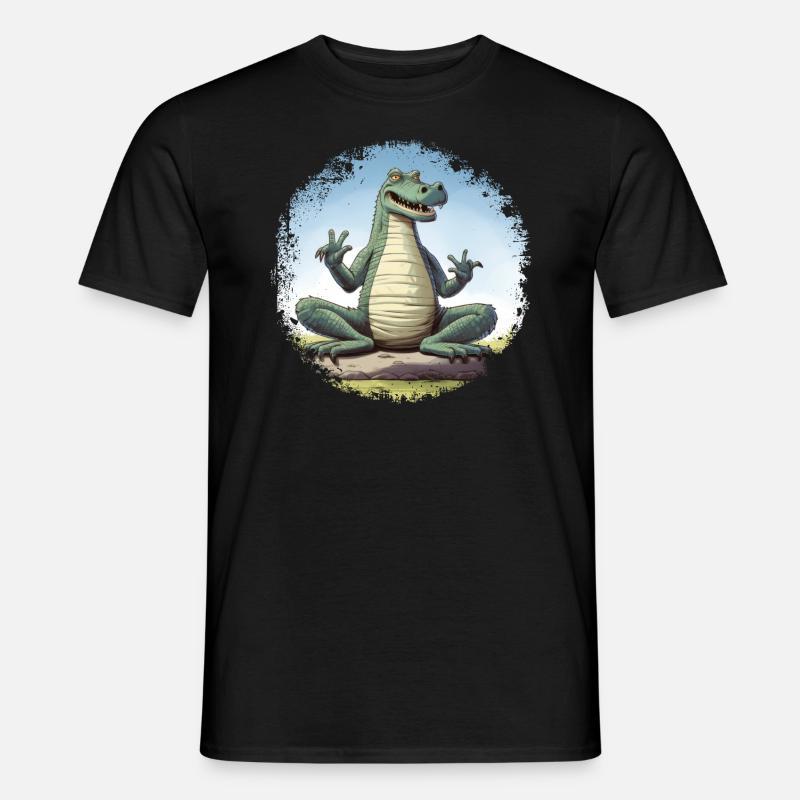 Yoga Krokodil - Männer T-Shirt - Schwarz
