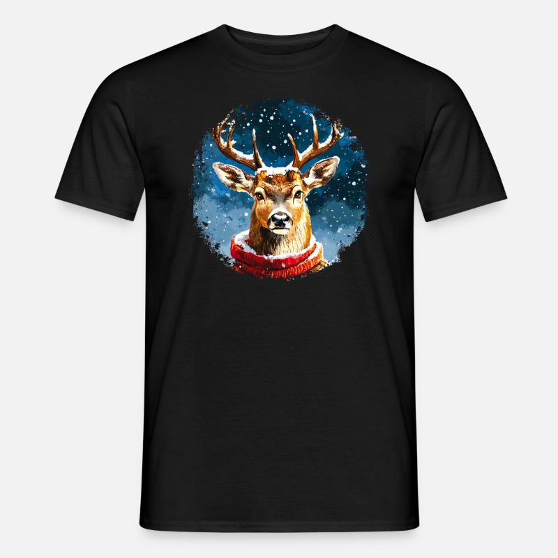 Hirsch Weihnachtsmann - Männer T-Shirt - Schwarz