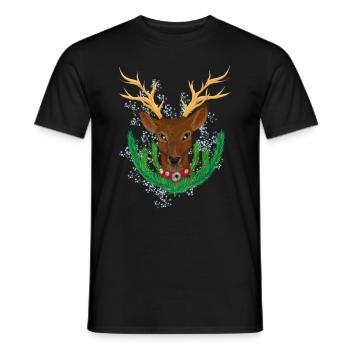 Cerf de Noël - T-shirt homme - noir - Devant - AI Model Male 178 light (178cm)