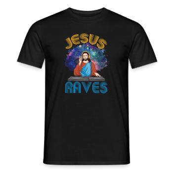 Jesus Raves Techno Raver Party Festival Geschenk - Männer T-Shirt - Schwarz - Vorne - AI Model Male 178 light (178cm)
