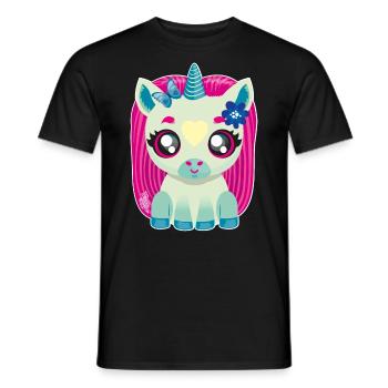 Kleines Baby Einhorn mit Schmetterling - Männer T-Shirt - Schwarz - Vorne - AI Model Male 178 light (178cm)