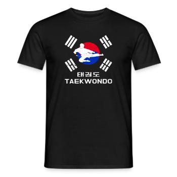 Taekwondo with Korea flag and writing - Men's T-Shirt - black - Front - AI Model Male 178 light (178cm)