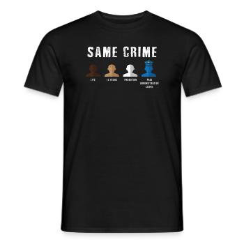 Chemise Same Crime - Protestation contre le racisme - Activiste - T-shirt homme - noir - Devant - AI Model Male 178 light (178cm)