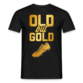 Vieux mais or avec des chaussures de football en or - T-shirt homme - noir - Devant - AI Model Male 178 light (178cm)