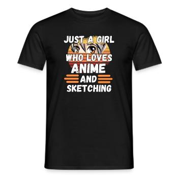 Just a Girl who loves Anime and Sketching - Men's T-Shirt - black - Front - AI Model Male 178 light (178cm)