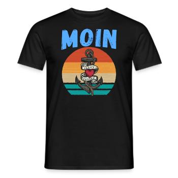 Moin lustige Norddeutsch Sprüche Ozean Meer Anker - Männer T-Shirt - Schwarz - Vorne - AI Model Male 178 light (178cm)