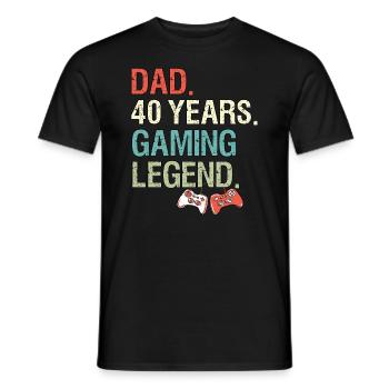 Funny Gaming Sayings Dad 40 Birthday Gamer - Men's T-Shirt - black - Front - AI Model Male 178 light (178cm)