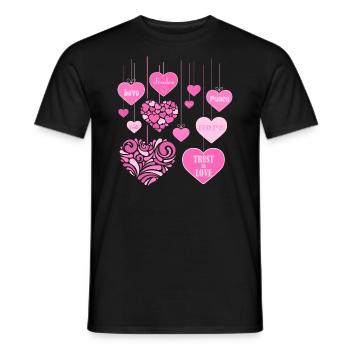 Hearts Bouquet - LOVE PEACE FREEDOM 2 - Men's T-Shirt - black - Front - AI Model Male 178 light (178cm)