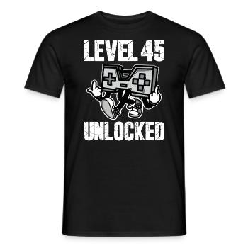45 Birthday Level 45 Unlocked Anniversary 45 Years - Men's T-Shirt - black - Front - AI Model Male 178 light (178cm)