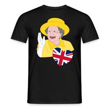 British Queen Elizabeth II with Union Jack - Men's T-Shirt - black - Front - AI Model Male 178 light (178cm)