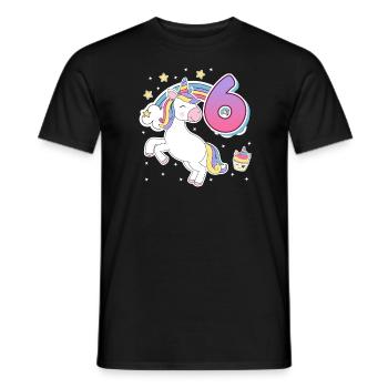 Endlich 6 Jahre 6. Geburtstag Pferde Mädchen - Männer T-Shirt - Schwarz - Vorne - AI Model Male 178 light (178cm)