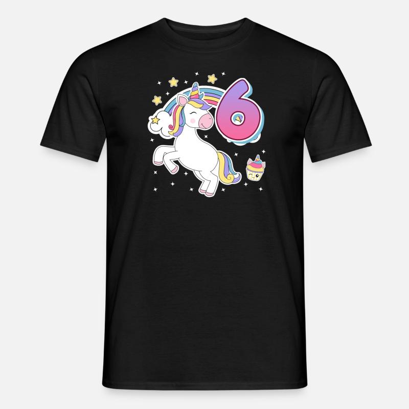 Endlich 6 Jahre 6. Geburtstag Pferde Mädchen - Männer T-Shirt - Schwarz