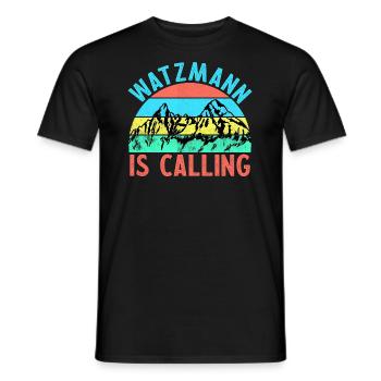 WATZMANN IS CALLING Schicksalsberg Berchtesgaden - Men's T-Shirt - black - Front - AI Model Male 178 light (178cm)
