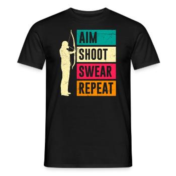 Aim Solve Swearing Again Archery - Men's T-Shirt - black - Front - AI Model Male 178 light (178cm)