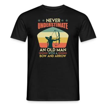Old man with bow and arrow archer - Men's T-Shirt - black - Front - AI Model Male 178 light (178cm)